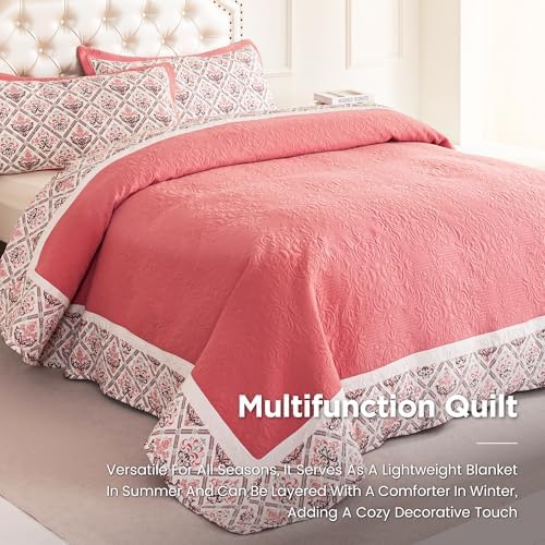 Sophia William Pink Queen Quilt Set 3 Piece