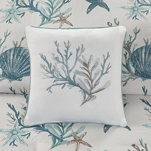 Madison Park Pebble Beach Duvet Set - AquaTealTaupe 6 Piece