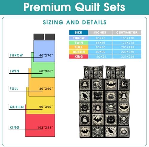 Witch Throw Pattern Quilt Set - Queen Twin Full Halloween Decor