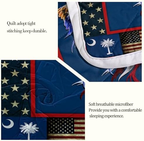 3 Piece Eagle Flag Quilt Set with Moon Tree Design 1