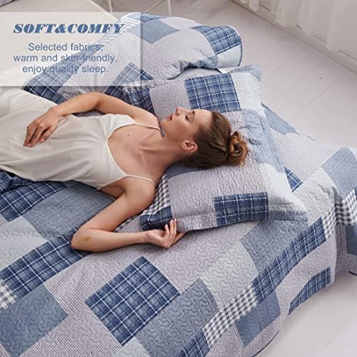 Jessy Home King Size Plaid Quilt Bedding Set