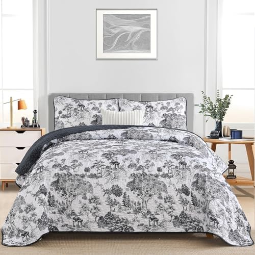 WONGS BEDDING Botanical Reversible Quilt Set Queen Size