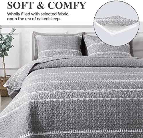Andency Grey Reversible Quilt Set Twin 2Pcs