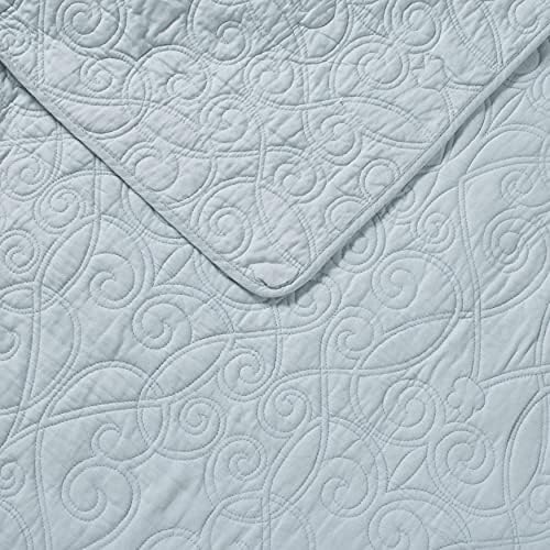 Laura Ashley Felicity Quilt Set - Twin Breeze Blue 100 Cotton