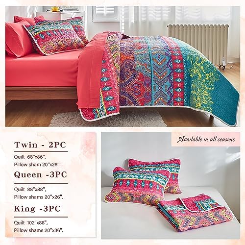 Tititada 2-Piece Bohemian Quilt Set Twin Size