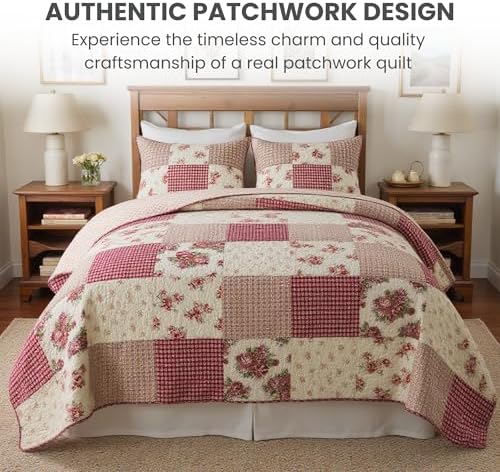 SLPR Country Roses Patchwork Quilt Set - Twin Size 1