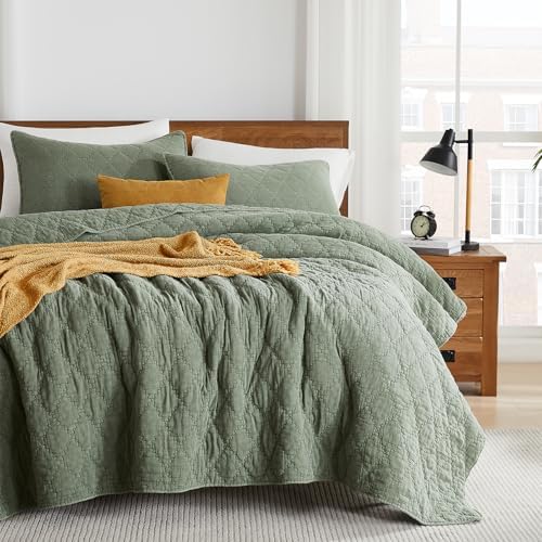 Palassio Olive Green Twin Quilt Set with 1 Sham 1