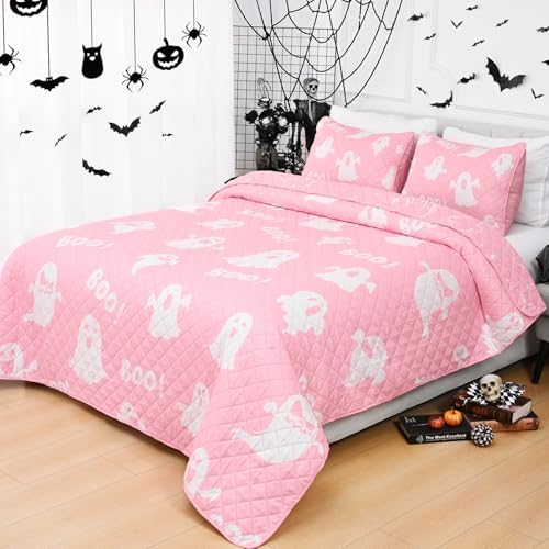 ASPMIZ Halloween Queen Quilt Set with 2 Shams