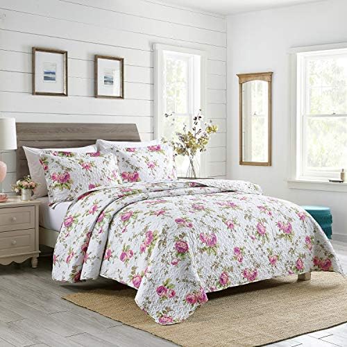 Boryard 3-Piece King Quilt Set with Rose Print