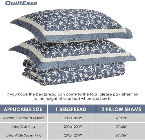 QuiltEase Oversized King Bedspread Set - Grayish BlueLight Gray