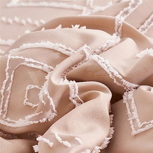KAKKI Blush Pink Tufted Queen Comforter Set 7 Piece