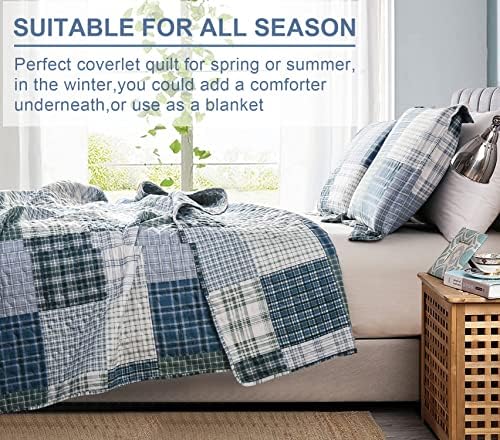 Ycosy Plaid Quilt Set Twin Size Reversible Bedspread