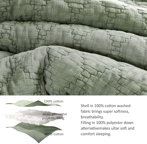 Palassio Olive Green Twin Quilt Set with 1 Sham 1