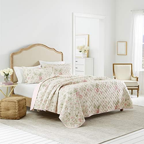 Laura Ashley Twin Quilt Set Reversible Cotton Bedding with Matching Sham 1