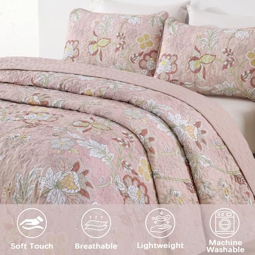 WONGS BEDDING Floral Quilt Set King Size 3 Piece