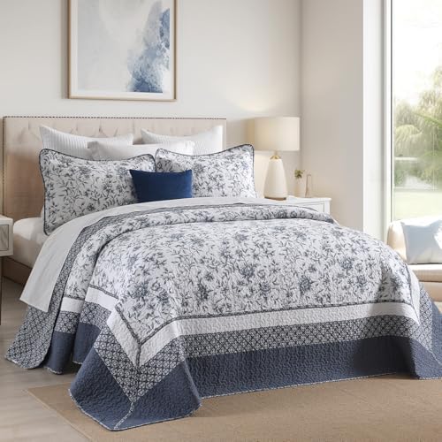 Oversized King Bedspread 120x120 100 Cotton Floral Farmhouse Quilt Set