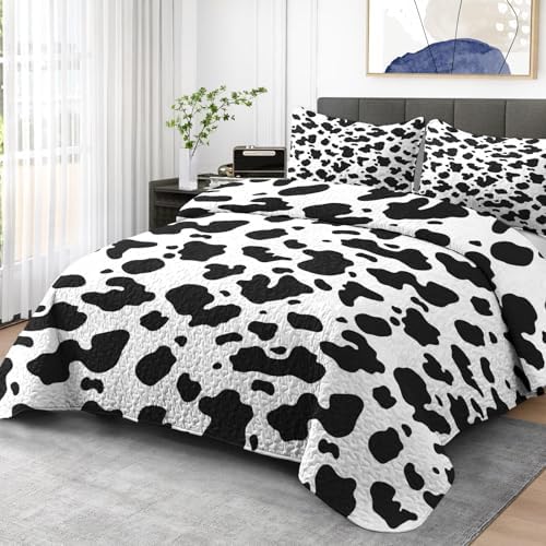 Pamnest Quilt Set Full Queen 3 Pcs Cow Print Bedding