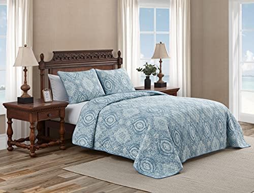 Tommy Bahama King Quilt Set - Turtle Cove Caribbean Blue