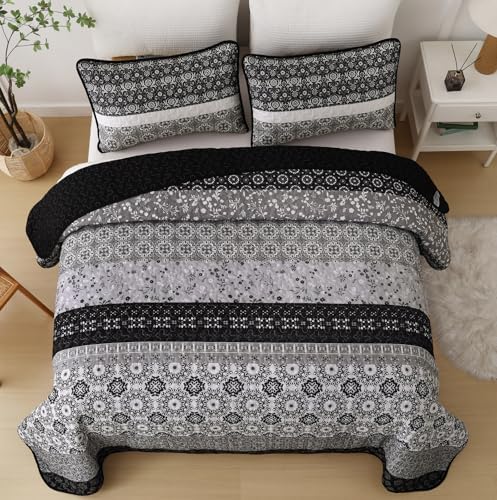WONGS BEDDING Boho Quilt Set Queen Size 3 Pieces