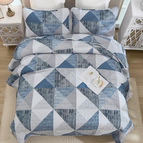 Dintszyayue 3 Piece Queen Quilt Set Blue