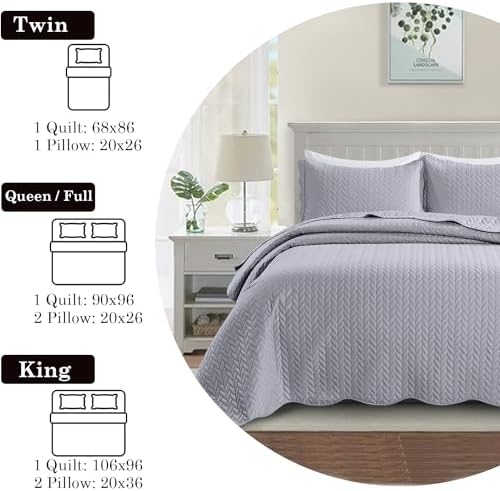 IR Imperial Rooms Embossed Quilt Set Silver 68x86