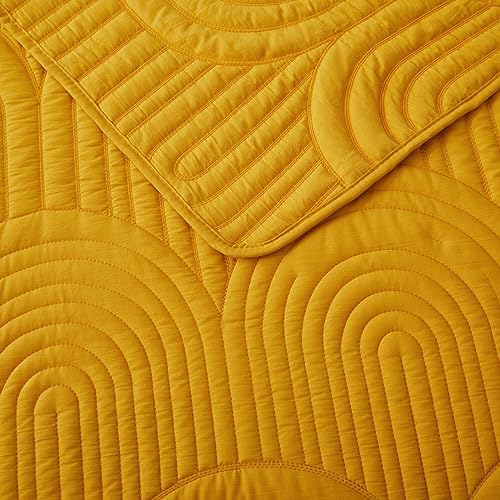 Safonory Mustard Yellow Quilt Set Twin Size