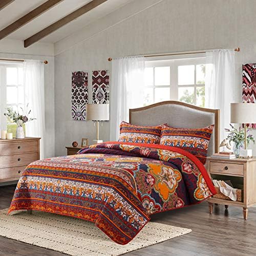 NEWLAKE Reversible Patchwork Quilt Set Queen Size