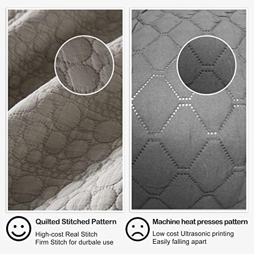 HORIMOTE HOME Quilt Set Twin Beige Stone-Washed Microfiber