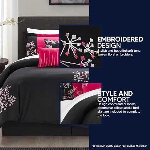 Chic Home 8 Piece Pink Floral Comforter Set Queen 1