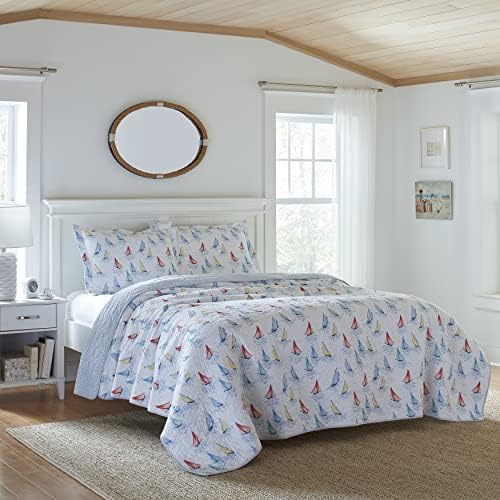 Laura Ashley Twin Quilt Set with Matching Sham Ahoy Blue