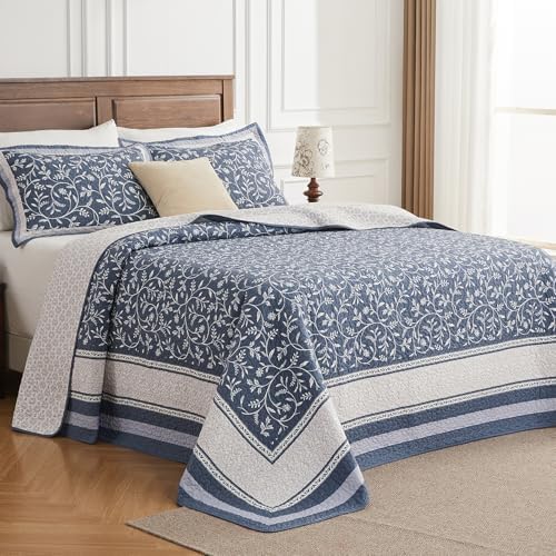 QuiltEase Oversized King Bedspread Set - Grayish BlueLight Gray