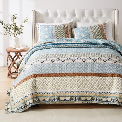Greenland Home Thalia Quilted Bedding Set 3-Piece FullQueen Blue