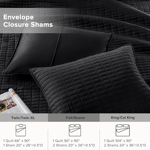 Comfort Spaces Kienna Quilt Set Black Full Queen 3 Piece