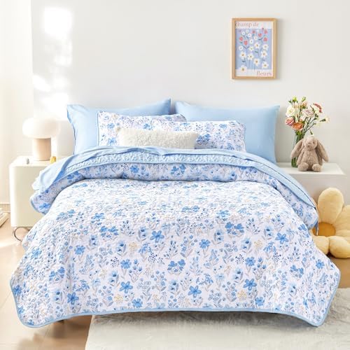 Wake In Cloud - Floral Quilt Set 3-Piece Twin Size