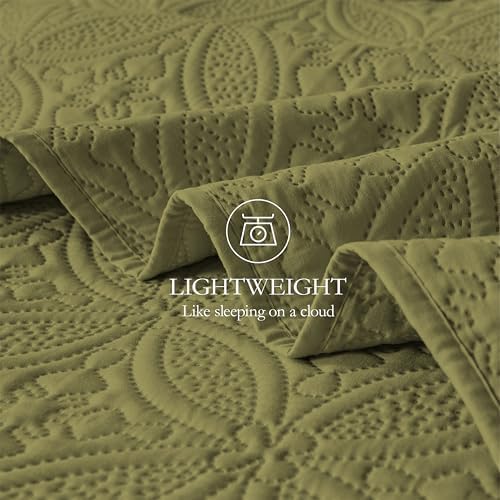 WURUIBO Twin Quilt Set Olive Green Microfiber 1
