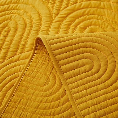 Safonory Mustard Yellow Quilt Set Twin Size