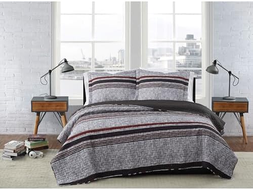 London Fog Warren Stripe Quilt Set 2-Piece Twin XL