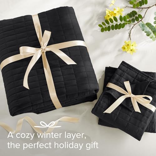 Comfort Spaces Kienna Quilt Set Black Full Queen 3 Piece