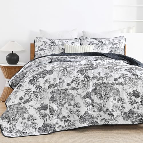 WONGS BEDDING Botanical Reversible Quilt Set Queen Size