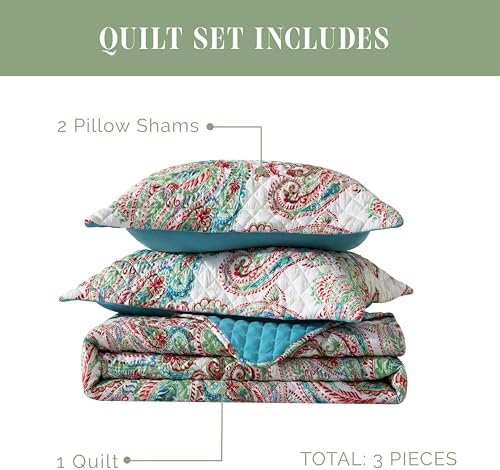 Elegant Comfort 3-Piece Reversible Quilt Set - Twin XL Turquoise