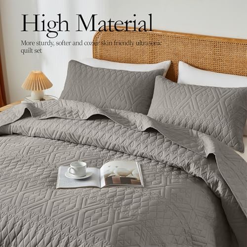 akkialla Twin Size Quilt Bedding Set Dark Grey 1