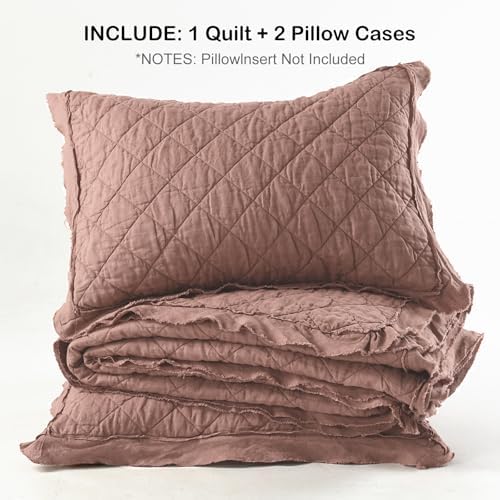 HORIMOTE HOME Linen-Cotton Queen Quilt Set with Pillow Shams