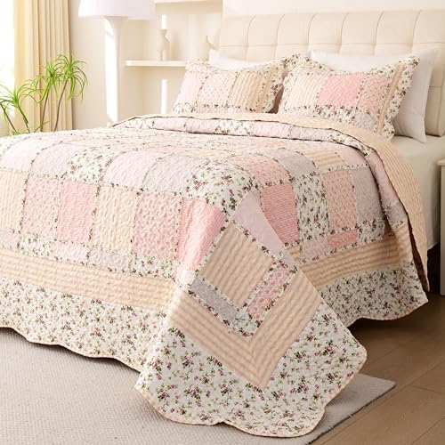 Cmfshape Reversible Floral Quilt Set Twin Size 1