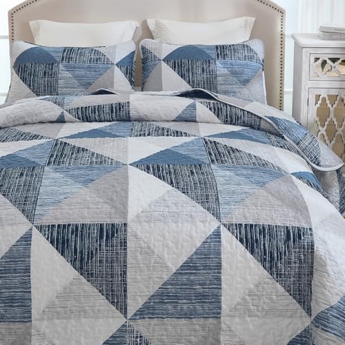 Dintszyayue 3 Piece Queen Quilt Set Blue