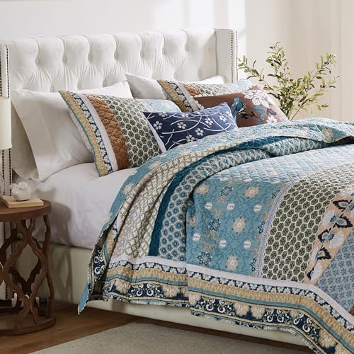 Greenland Home Thalia Quilted Bedding Set 3-Piece FullQueen Blue