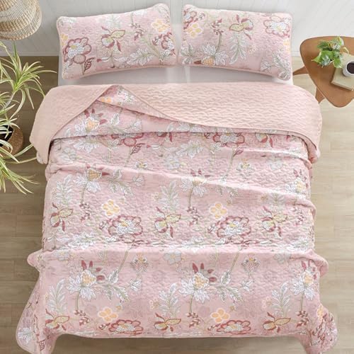WONGS BEDDING Floral Quilt Set King Size 3 Piece