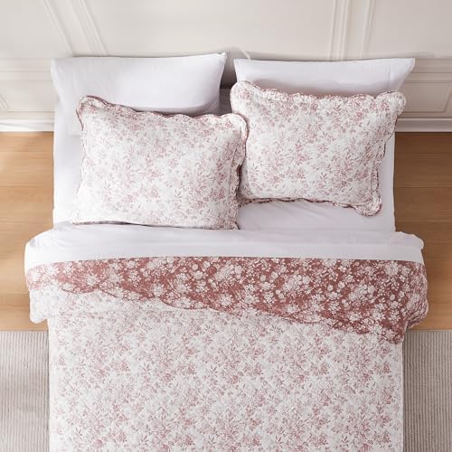Lush Decor Peony Toile Reversible Cotton Quilt 3 Piece Set