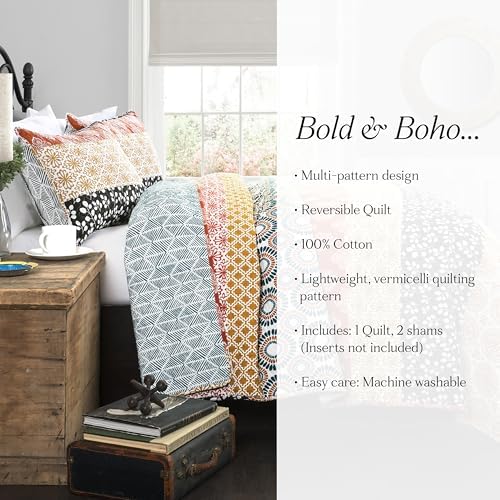 Lush Decor Boho Stripe Reversible Quilt Set 3 Piece FullQueen