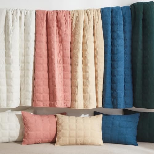 Wondnuga Velvet Quilt Set 3 Piece Pink FullQueen Size