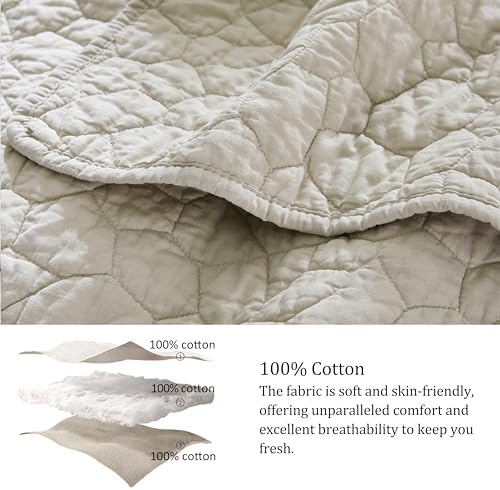 Palassio Beige Cotton Quilt Twin Set with Pillow Sham